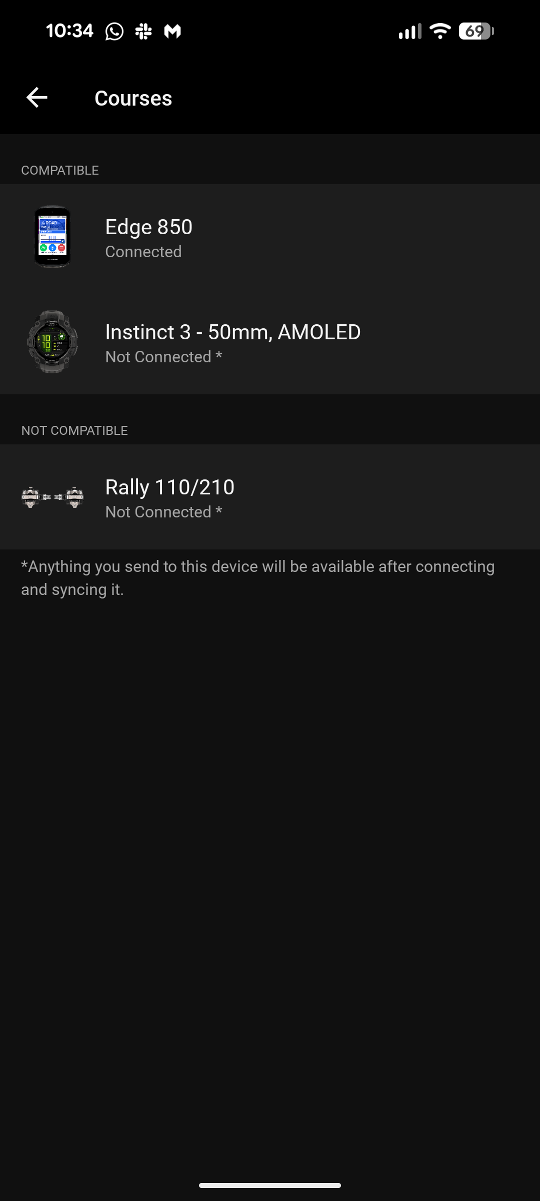 Screenshots of a sports app
