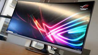 The Asus Designo Curve MX38VC is wide and large