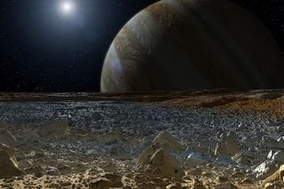 Artist's concept of surface of Jupiter moon Europa.