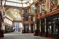 The few markets that remain in central London are often spectacular. Leadenhall Market was built in 1880–81 to the design of Sir Horace Jones, also architect of the earlier Smithfield and Billingsgate markets. It occupies part of the former site of the basilica of the 2nd-century Roman forum that was redeveloped in the Middle Ages as a grain store and market. The shop frontages are of iron and the asymmetry of plan is inherited from the existing street plan. ©John Goodall / Country Life