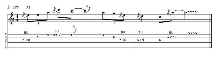 We could have filled this entire article with bending licks from this area! We'll just give you this Hendrix-inspired chord-tone beauty and leave you to find the other 49 for yourselves. Intonation and control are the issues here so use your ears and watch your tuning.