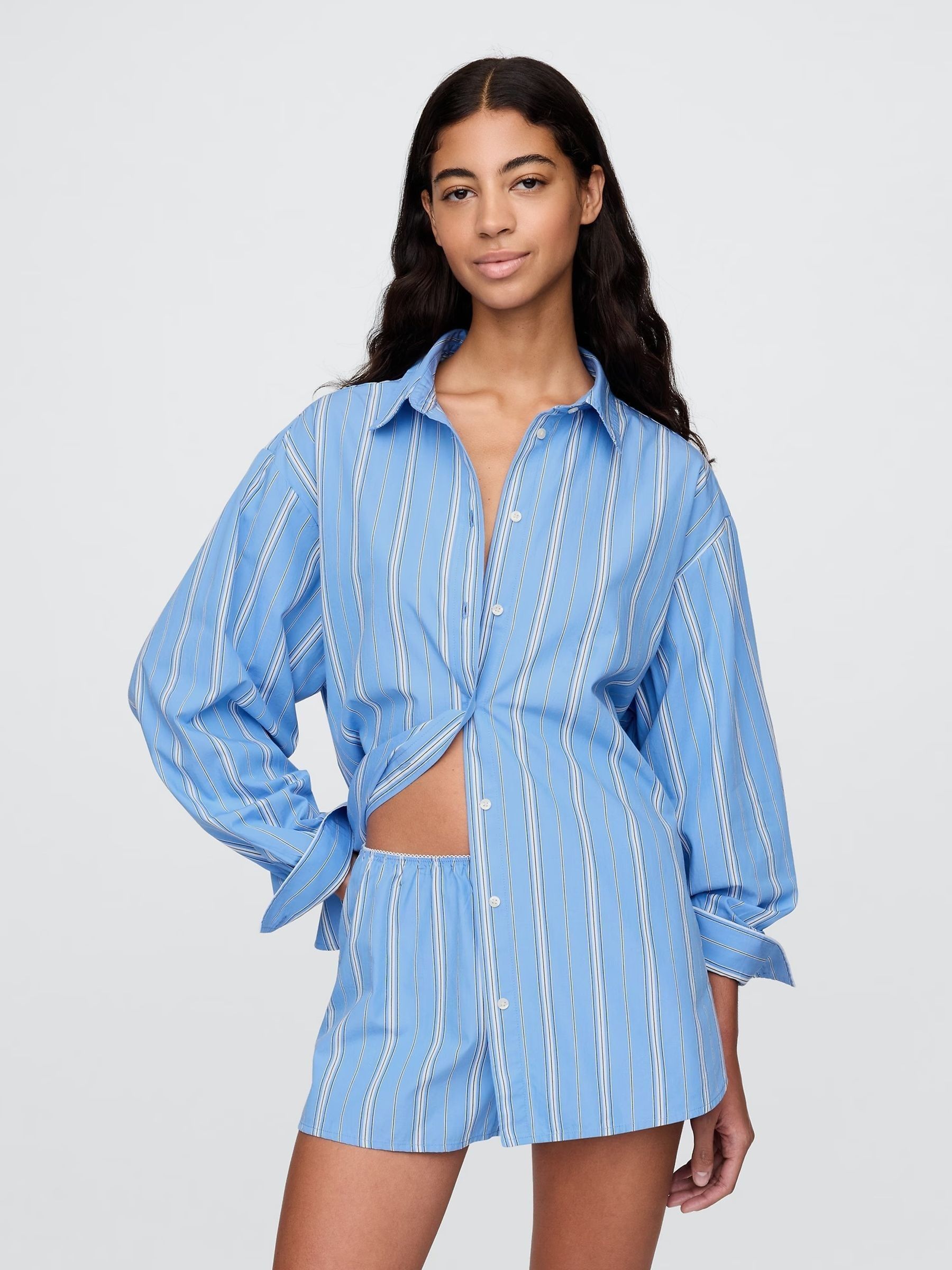 Blue Stripe DÔen Poplin Shirt
