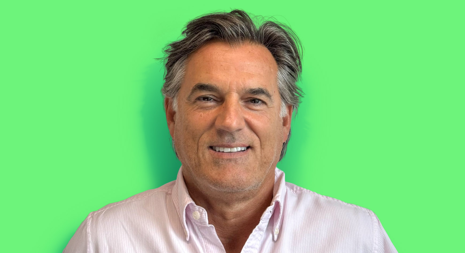 Man with green background
