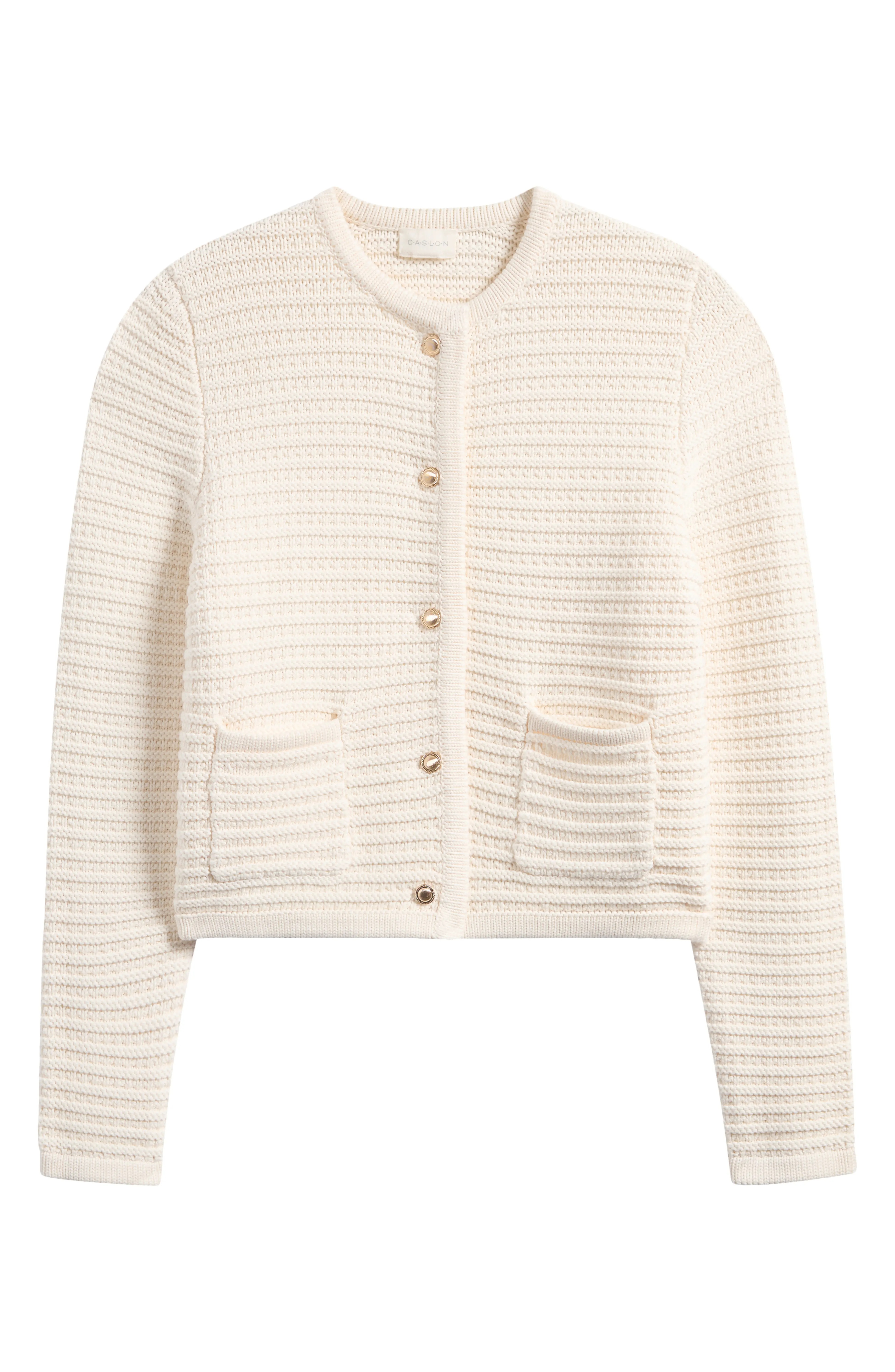 Caslon, Textured Pima Cotton Cardigan