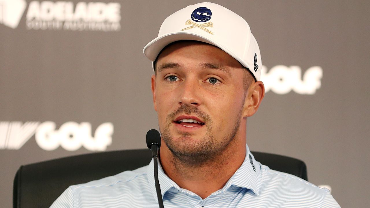 Bryson DeChambeau speaks at a press conference