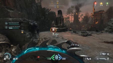 Doom The Dark Ages targeting artillery cannon with shield bash