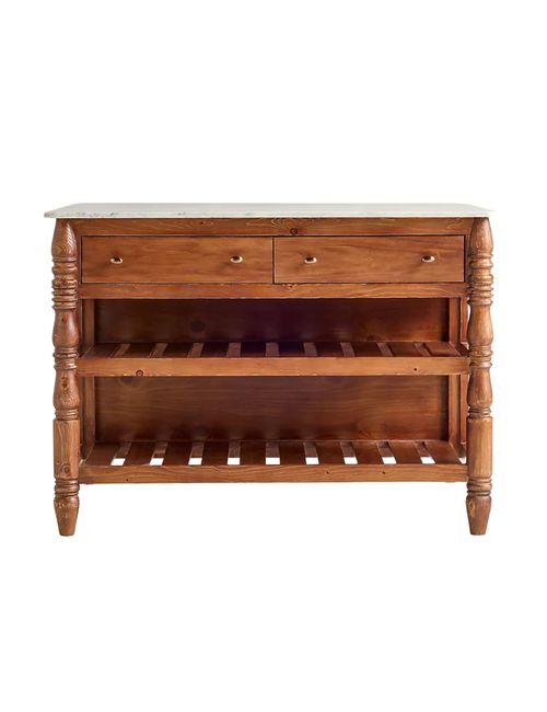 Spindle 50" Marble-Top Kitchen Island