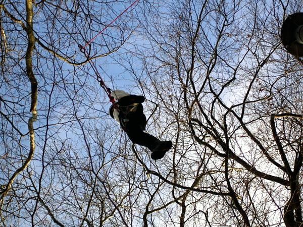 After the jump to the trapeze