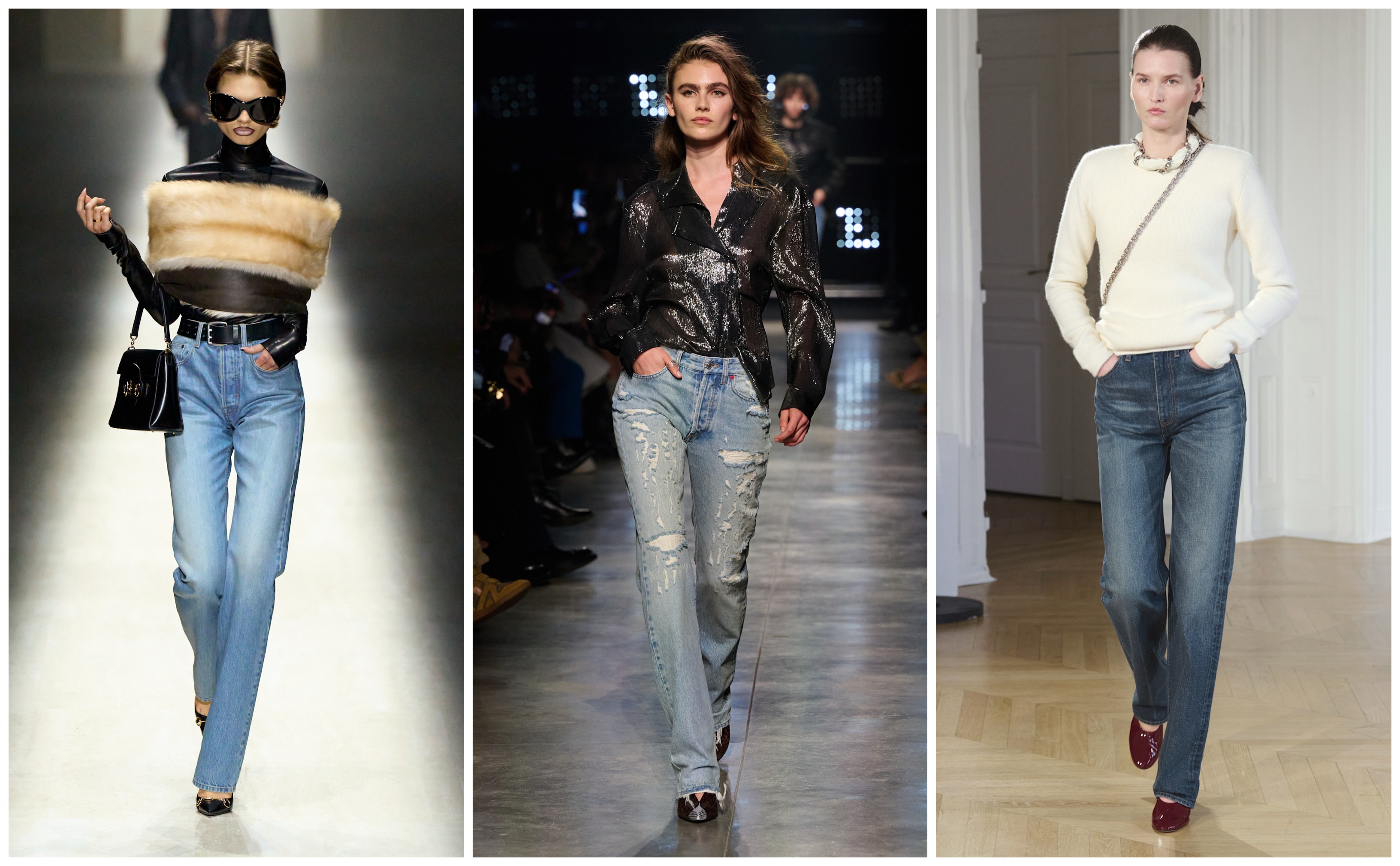 stovepipe jeans on the fall 2026 runways of gucci, isabel marant, toteme