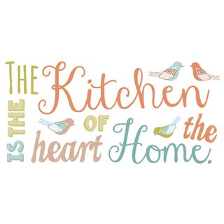Kitchen Wall Sticker saying The Kitchen is the heart of the home in multiple colours
