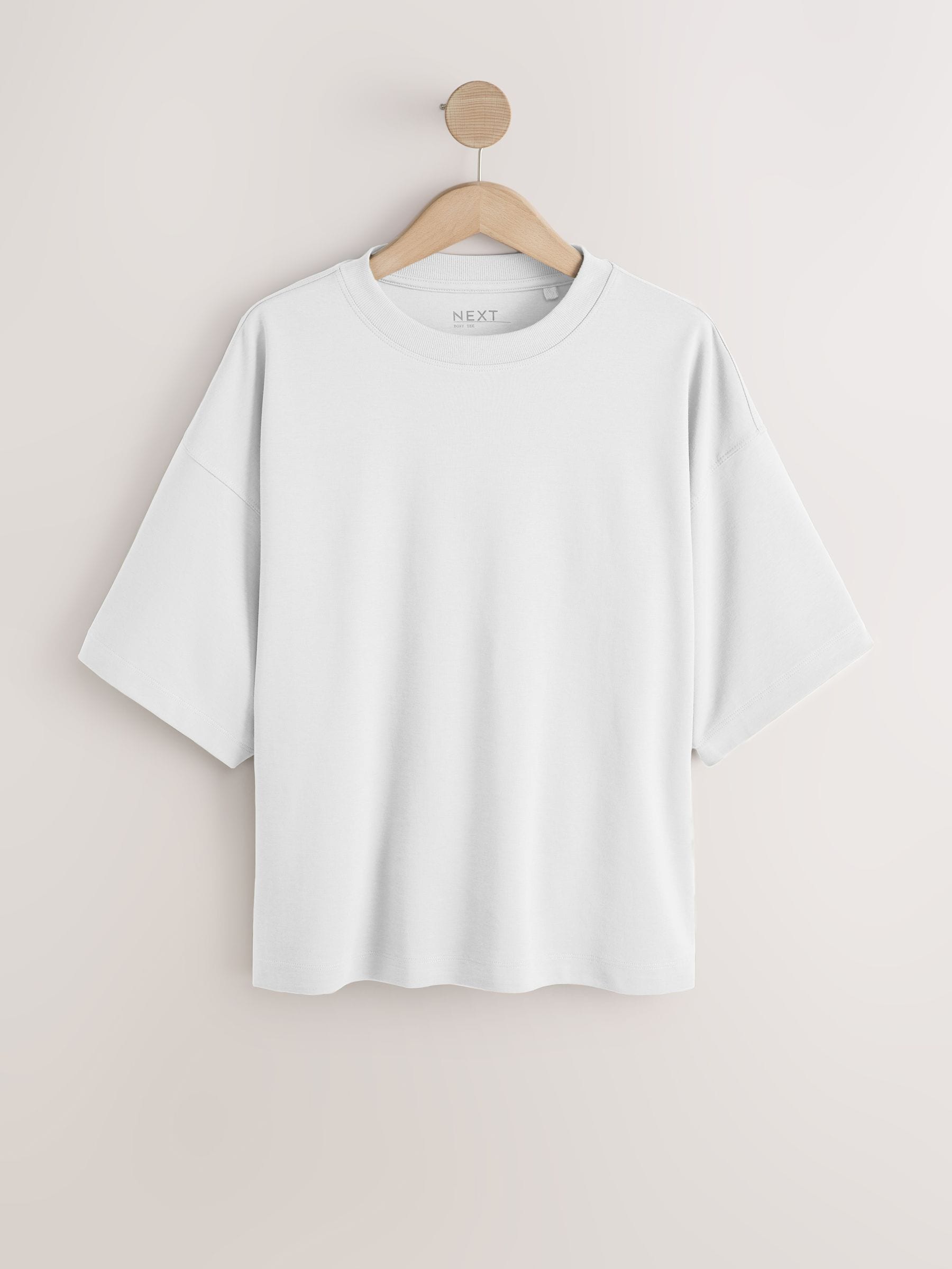 White Oversized Boxy Fit Heavyweight Crew Neck T-Shirt