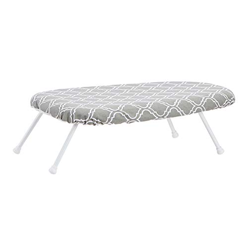 Amazon Basics Foldable Compact Tabletop Ironing Board With Folding Legs, Heat Resistant Portable, Lightweight, Non-Slip, Easy Storage, Trellis Removable Cover, 23.6"l X 7.1"w X 14.3"h, Chevron