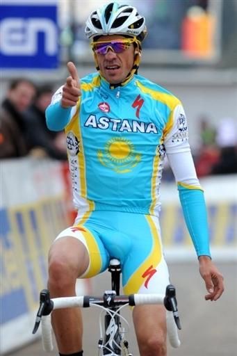 Alberto Contador (Astana) wins the stage at Paris-Nice.