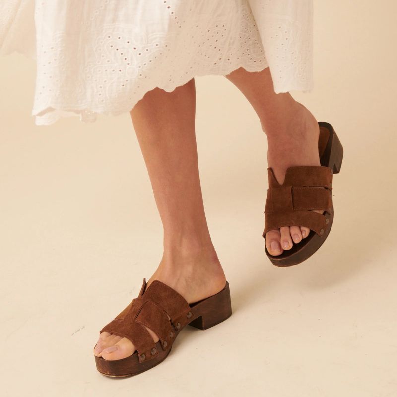 Nobody's Child , Tan Suede Heeled Clogs