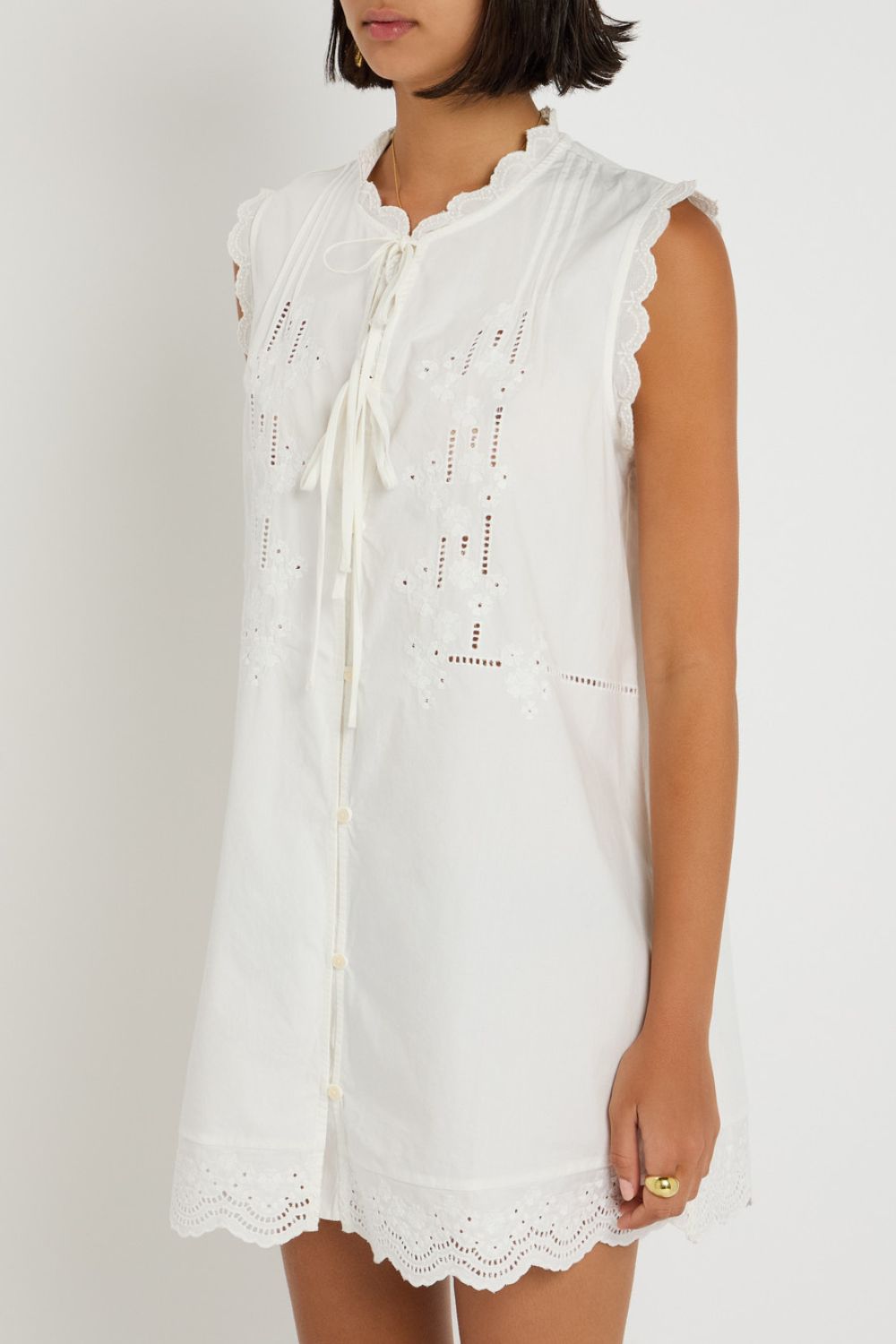 Damson Madder Blondey embroidered cotton mini dress