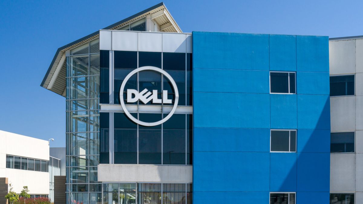 The Dell logo on the side of a building