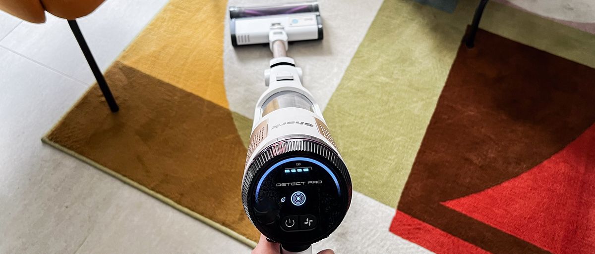 Shark Cordless Detect Pro being used on a rug