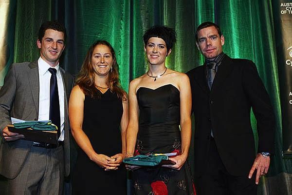 Carly Hibberd claimed the women's national road series title this year, while David Pell, who wasn't there on the night, took the men's series.