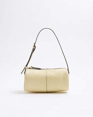 Yellow Leather Cylinder Shoulder Bag