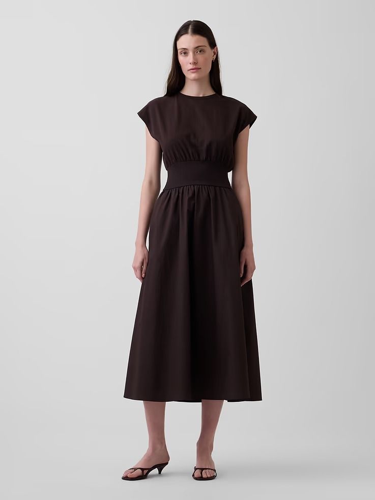 Gap, Mixed Media Drop-Waist Midi Dress
