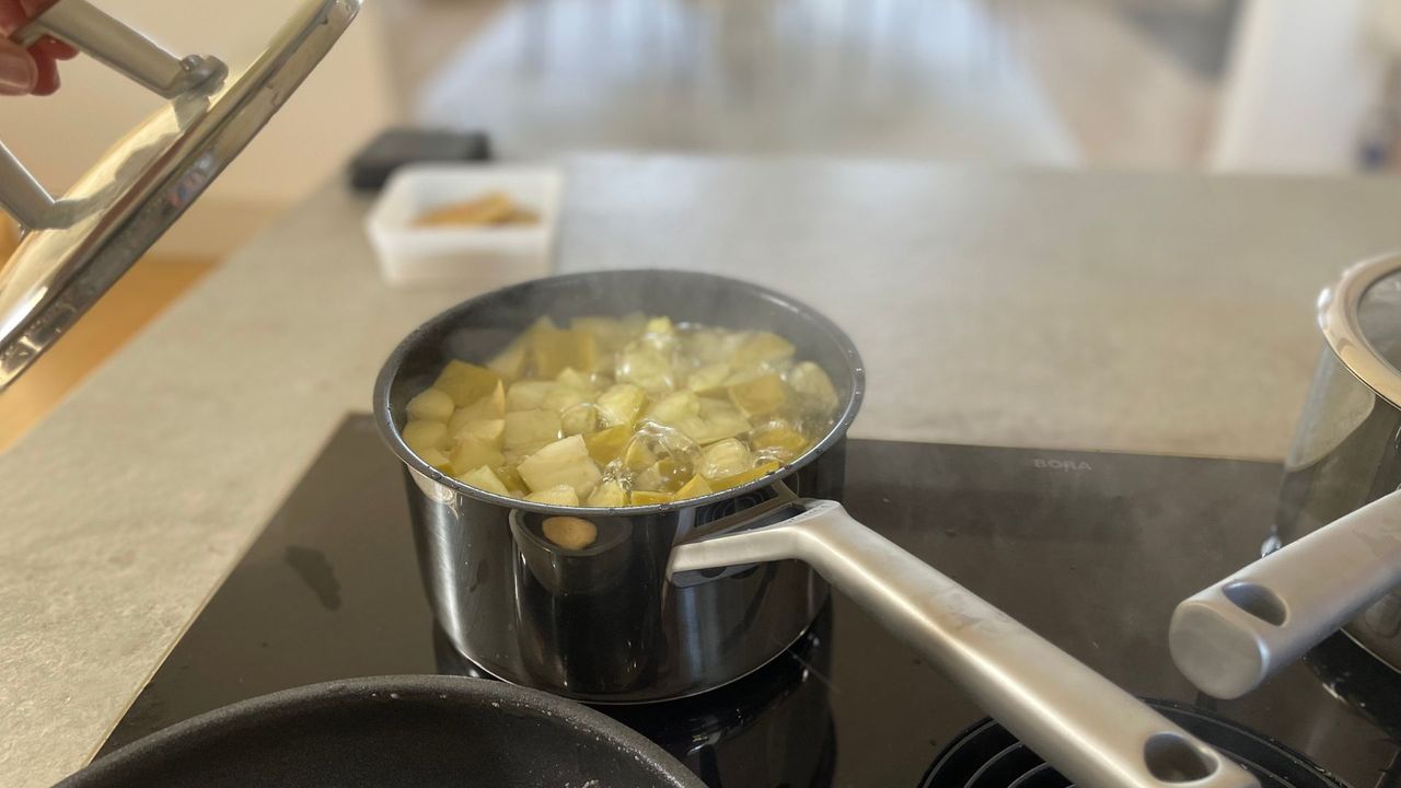 Stewing apple in the Ninja NeverStick Pan Set