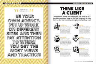 Spread from chapter two: think like a client