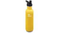 A yellow Klean Kanteen bottle with black top