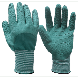 Expert Gardener Latex Ripple Grip Gloves, Size Medium, Grassy Green Color