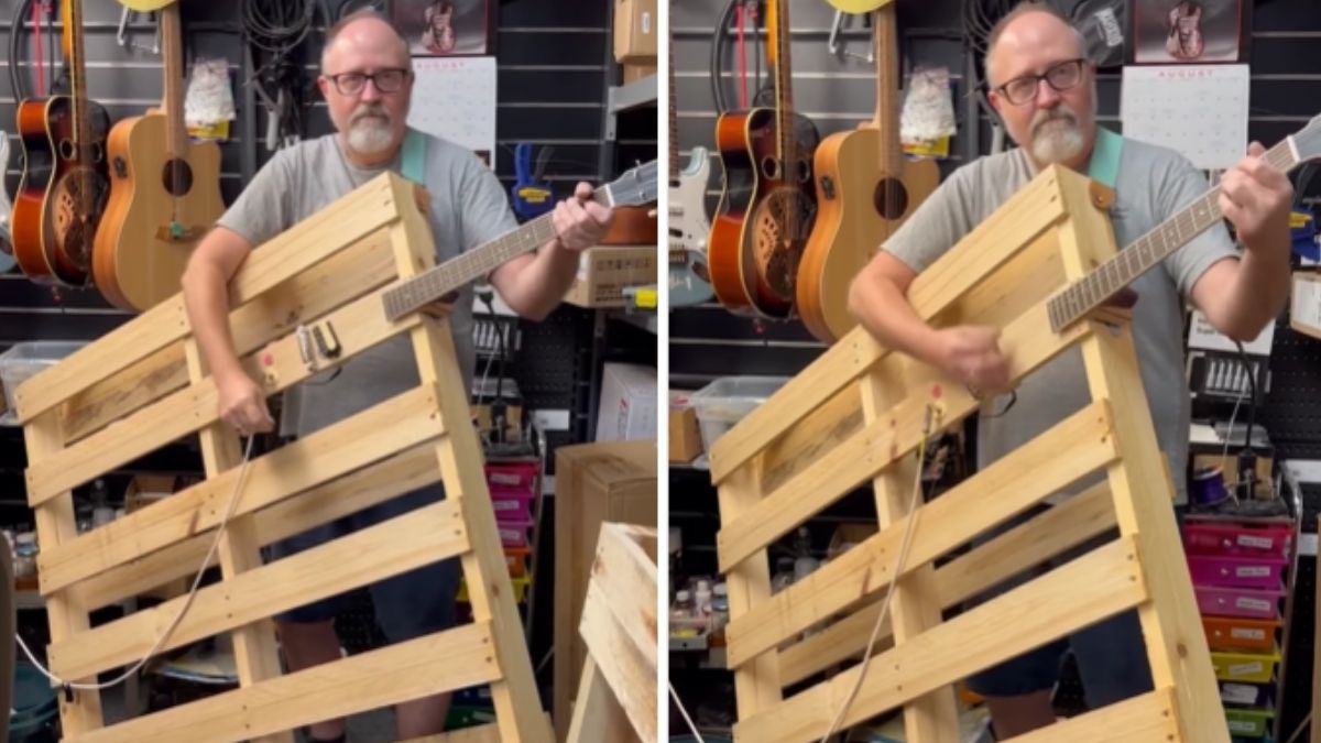 Meet the ‘Les Pallet’ – an utterly absurd electric guitar that has been (quite literally) fashioned from a shipping pallet