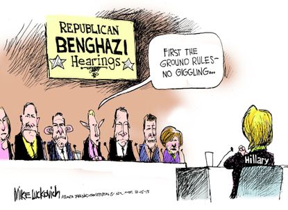 Political cartoon U.S. Hillary Clinton Benghazi Hearings