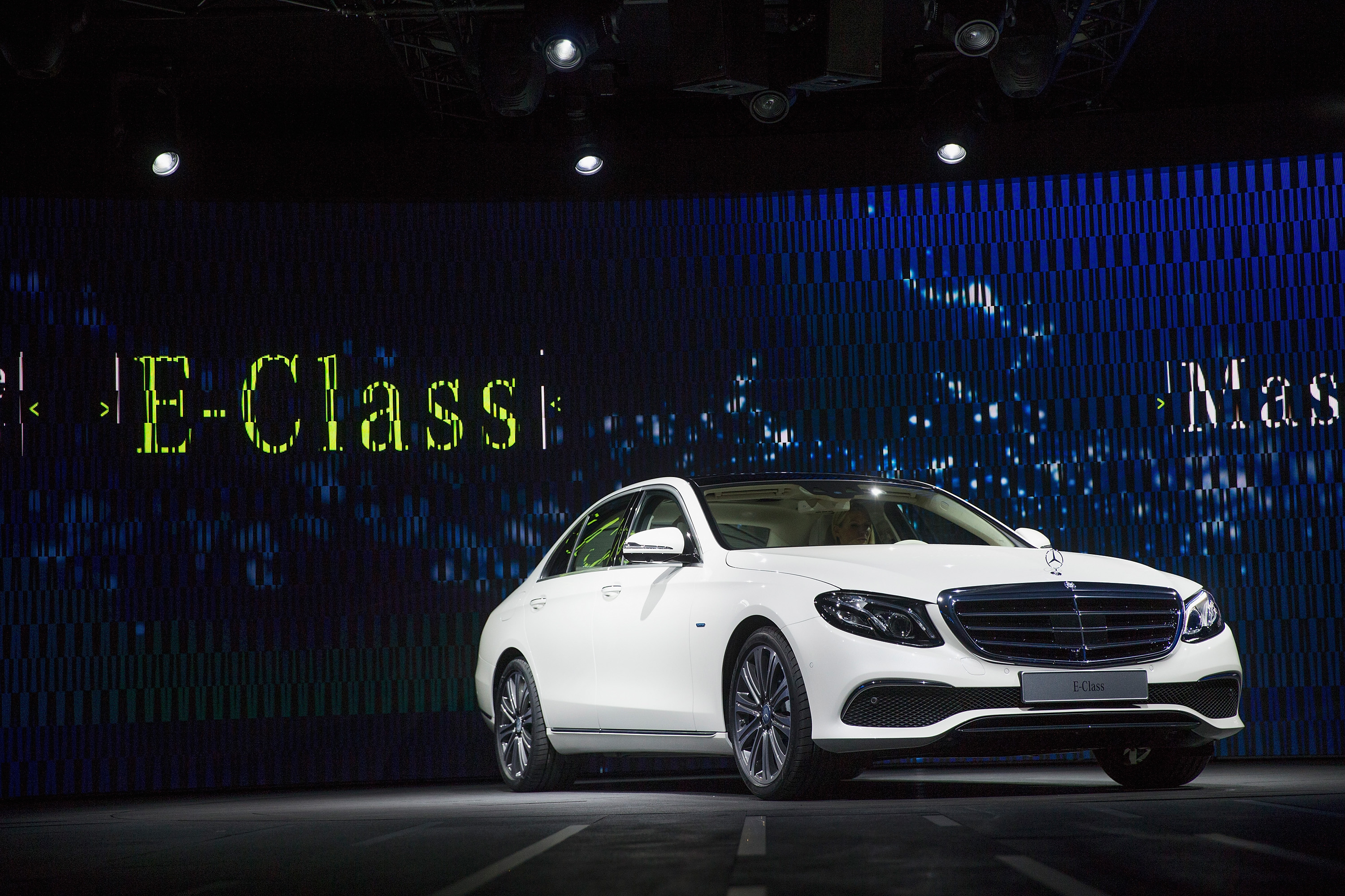 DETROIT, MI - JANUARY 10: Mercedes introduces their new E-Class during a media preview before the start of the North American International Auto Show (NAIAS) on January 10, 2016 in Detroit, M