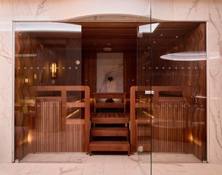 wooden sauna at The Hotel Maria