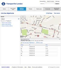 TfL bus arrival times