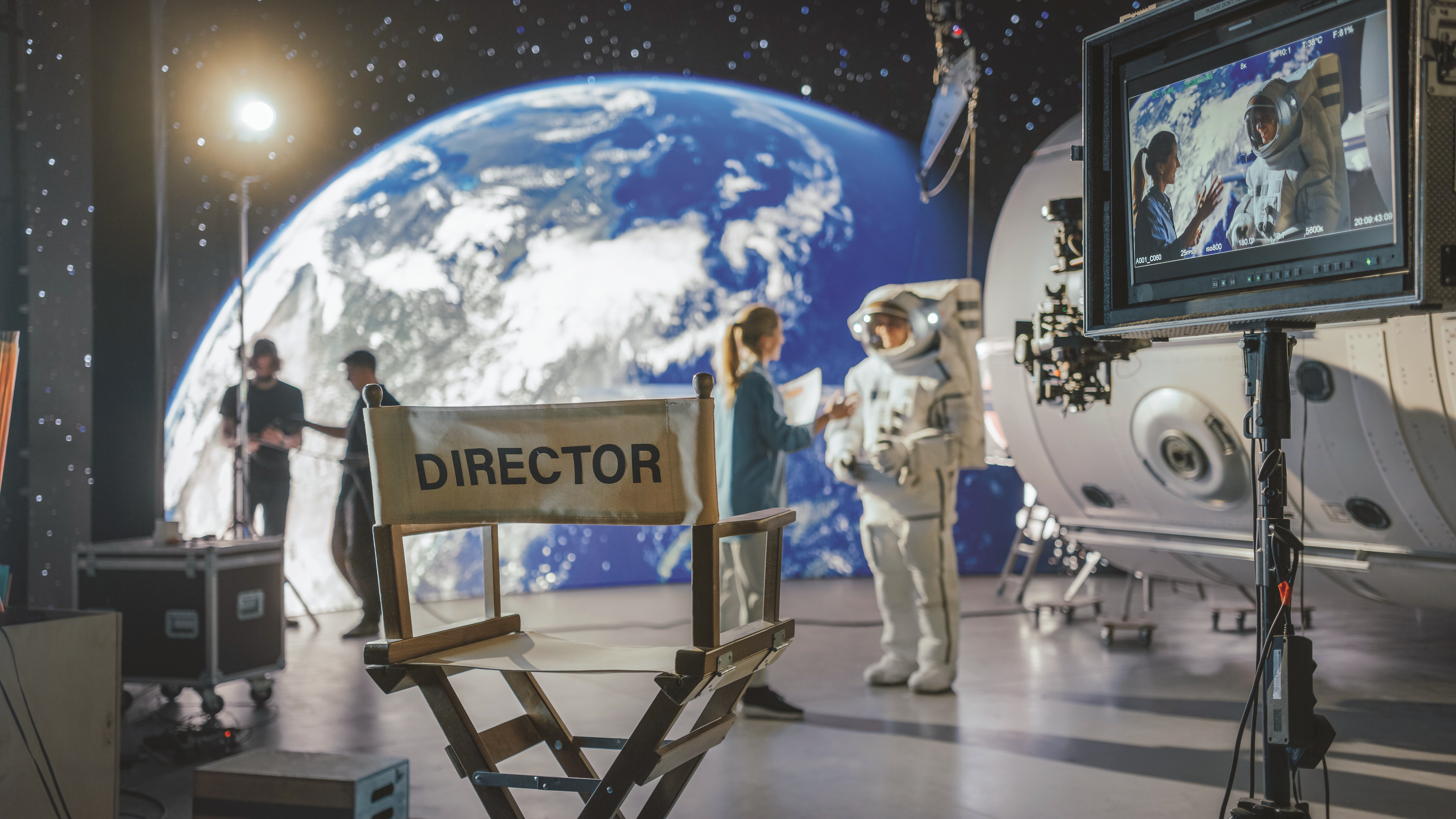 Shot of a virtual production in space.