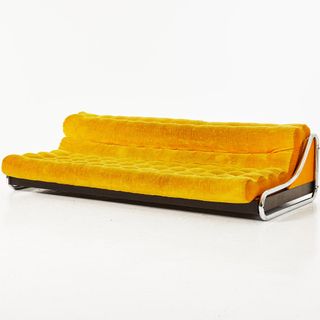 Yellow sofa with metal frame