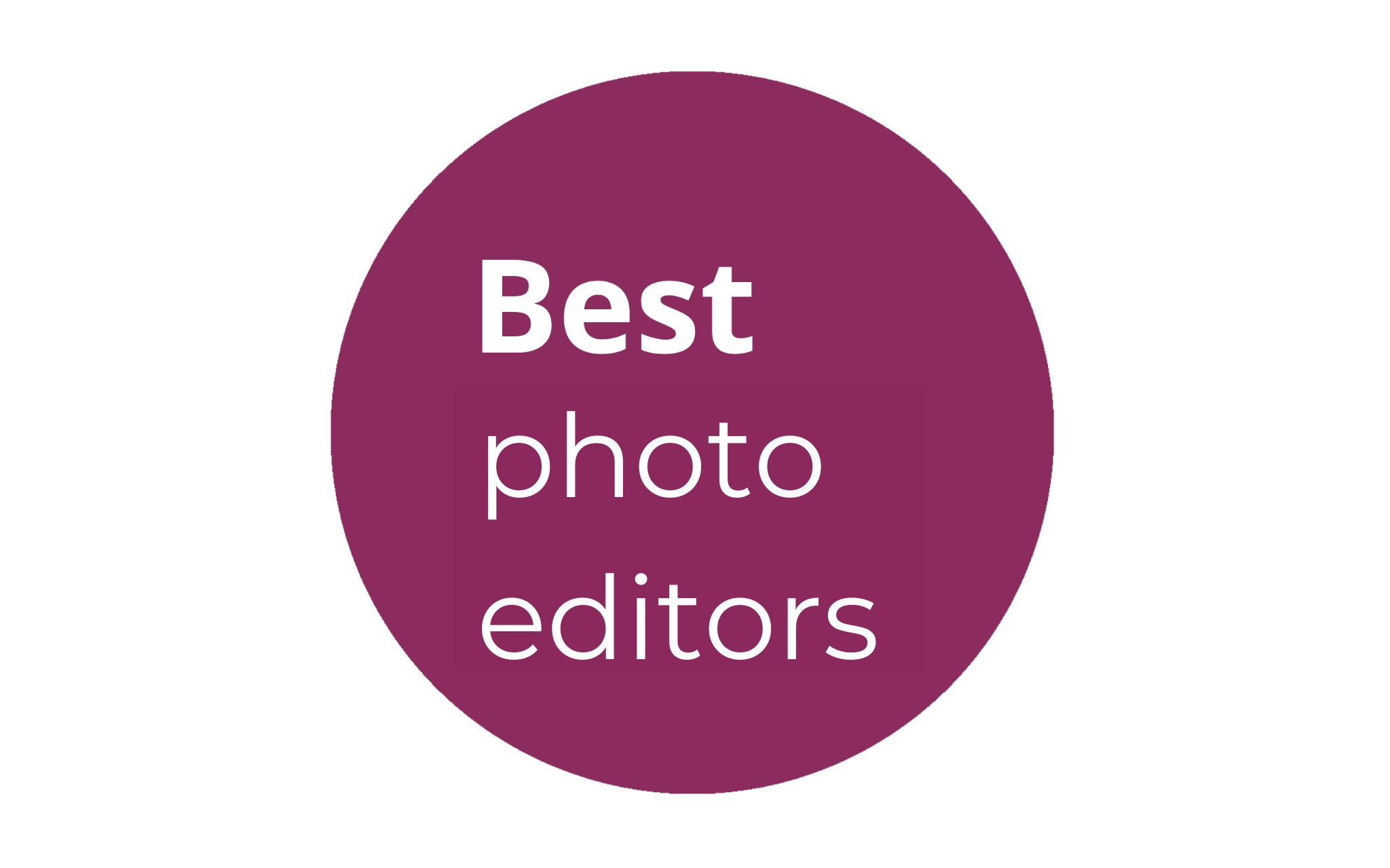 Purple circle with the words Best photo editors in white