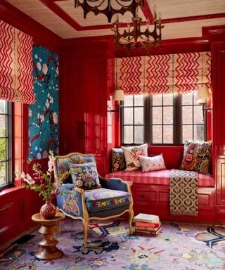 red playroom with maximalist decor