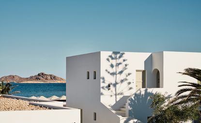 Cosme, a white Paros hotel and blue sea