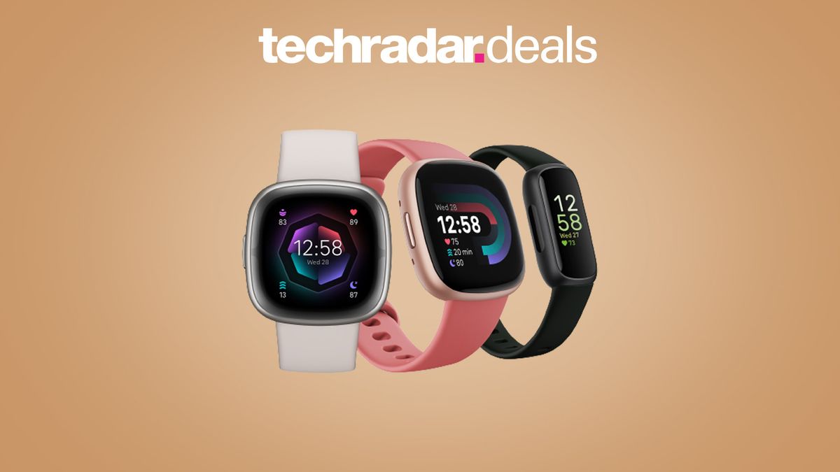 Fitbit Inspire 3, Versa 4 and Sense 2 side by side on a beige background