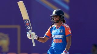 Harmanpreet Kaur of India reacts to her half-century during the 2024 Women&#039;s T20 Asia Cup match between India and the UAE at Rangiri Dambulla International Cricket Stadium on July 21, 2024 in Dambulla, Sri Lanka. 