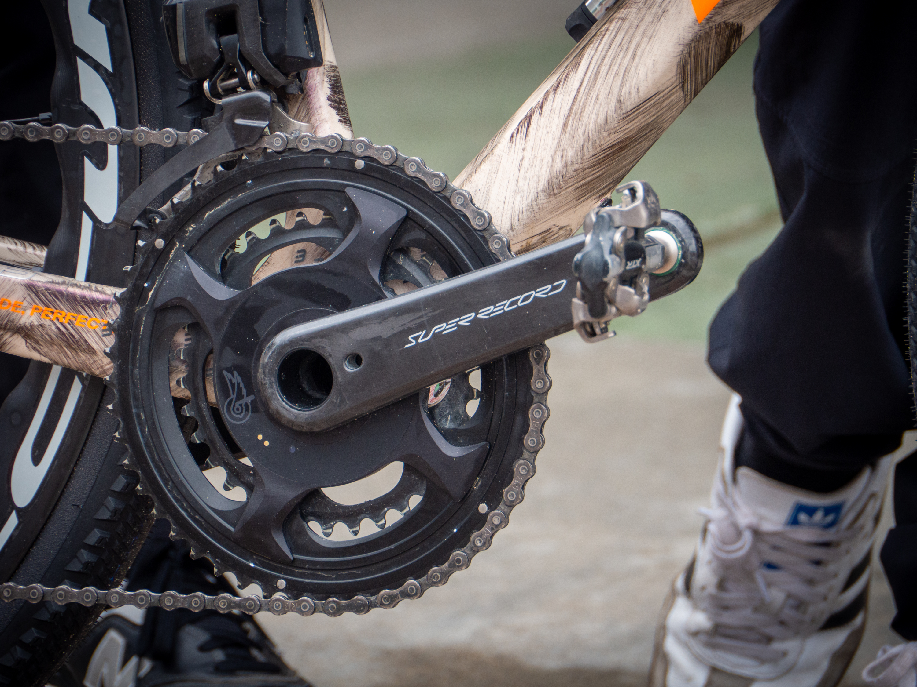 Close up images of a new Campagnolo gravel groupset at Unbound