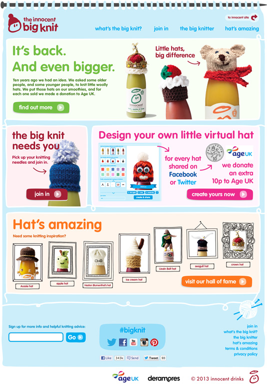 The Big Knit homepage is flexible and modular in its design