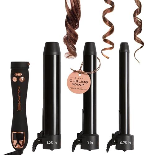 Nume Automatic Curling Iron, 3 in 1 Curling Wand Set for Beach Waves, Hair Curler With 3 Interchangeable Tourmaline Ceramic Barrels, Professional Hair Curler Set for Short, Long Hair, Hair Styling Kit
