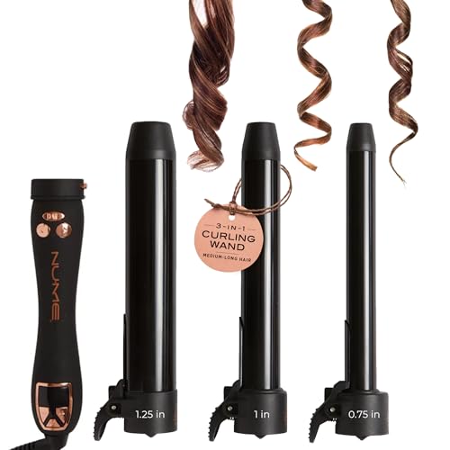 Nume Automatic Curling Iron, 3 in 1 Curling Wand Set for Beach Waves, Hair Curler With 3 Interchangeable Tourmaline Ceramic Barrels, Professional Hair Curler Set for Short, Long Hair, Hair Styling Kit