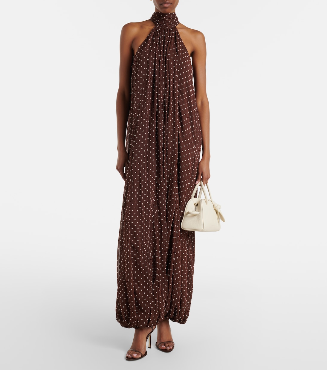 Polka-Dot Chiffon Jumpsuit in Brown - Rotate