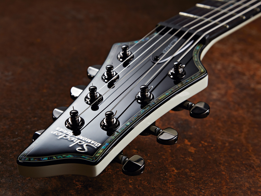 The Hellraiser C-7's extended scale length provides the low B string with serious twang.