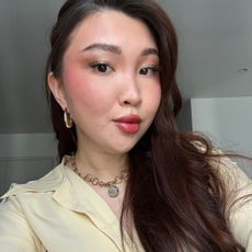 Denise Primbet wearing the new Glossier Cloud Paint Plush Blush