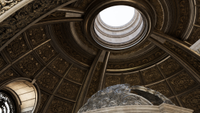 Path-traced view into the carved dome of Nvidia's Zorah sample scene