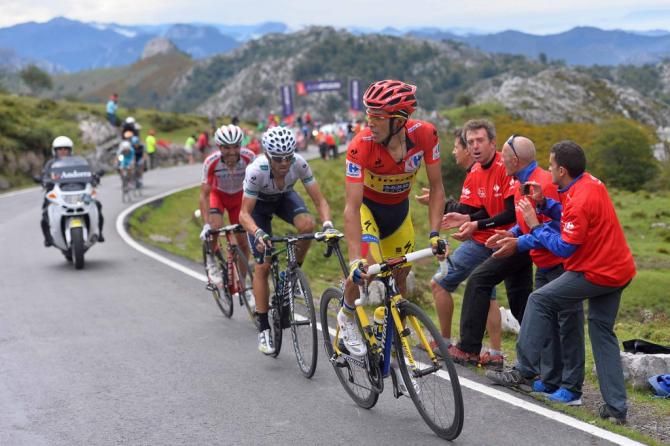 Alberto Contador (Tinkoff-Saxo), Alejandro Valverde (Movistar) and Joaquim Rodr&iacute;guez (Katusha)