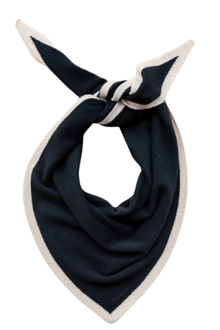 Large Merino Triangle Scarf in Black & Cream